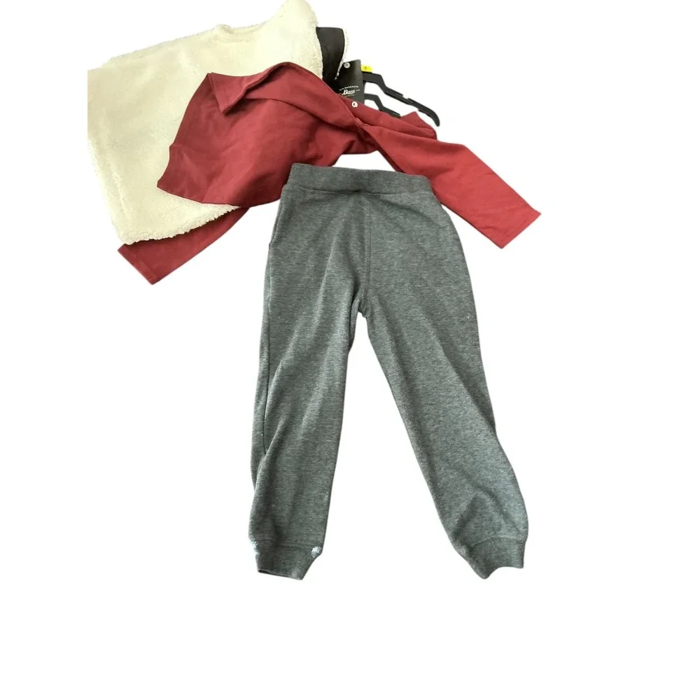 G.H. Bass‎ & Co. Kids 3 Piece Vest Set Cream Maroon Joggers Size 5